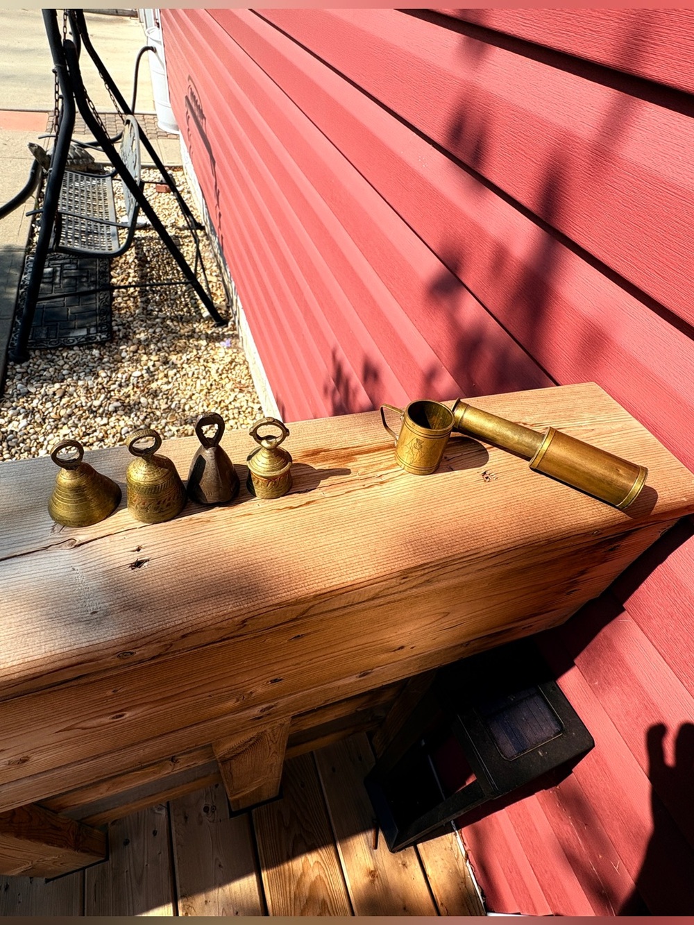 Brass Vintage small cup, telescope and bells